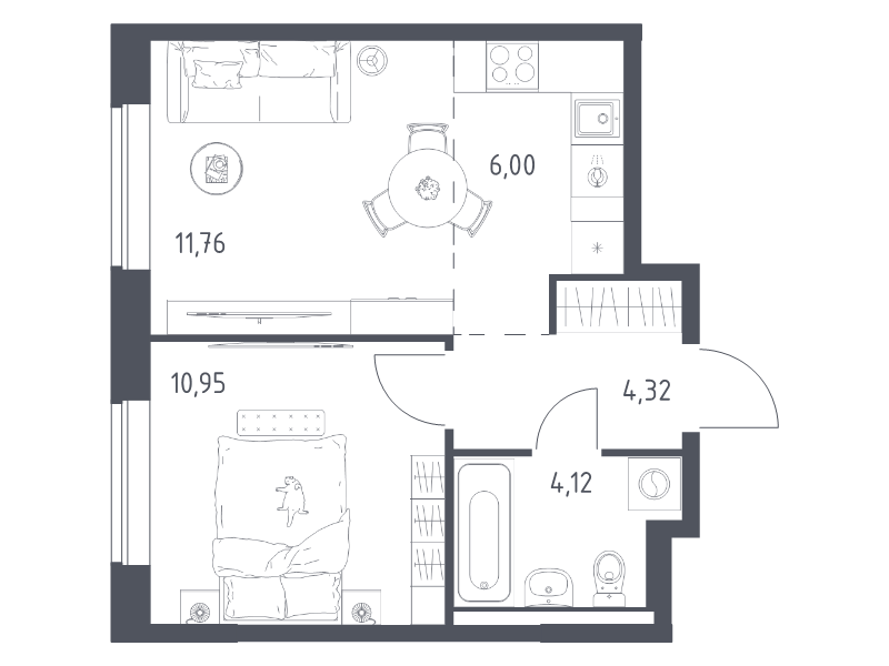 2 ккв (Евро) 37,2 м²