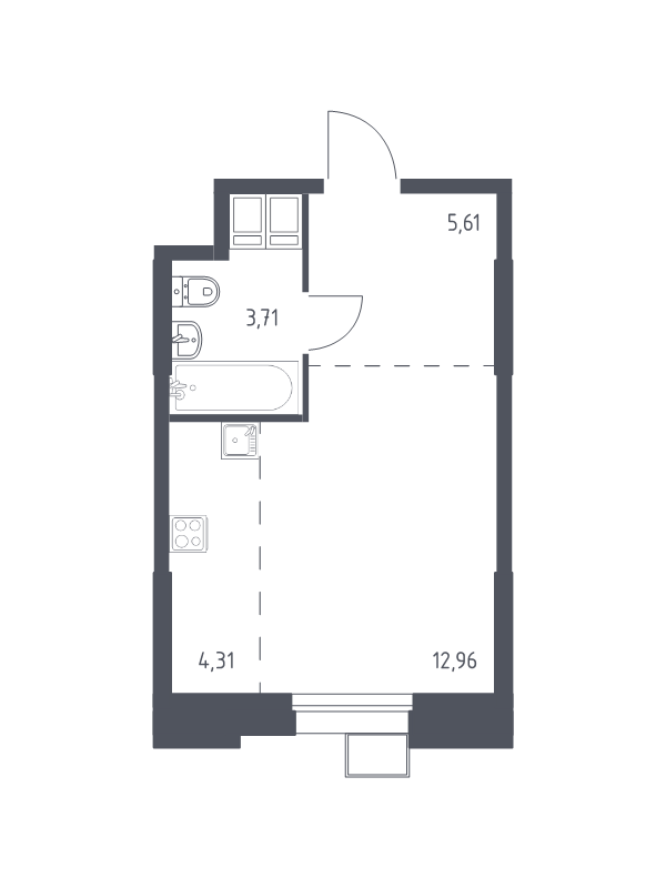 Студия 26,9 м²