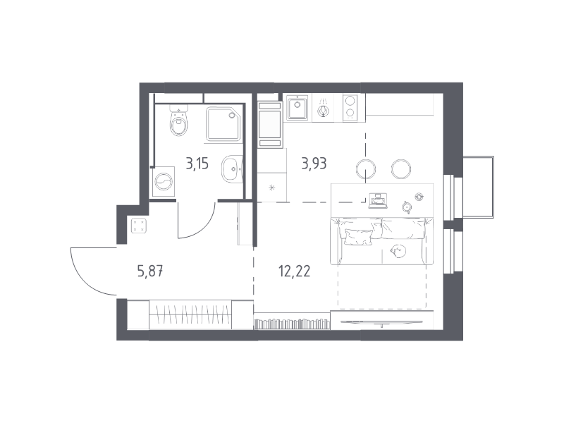 Студия 25,2 м²