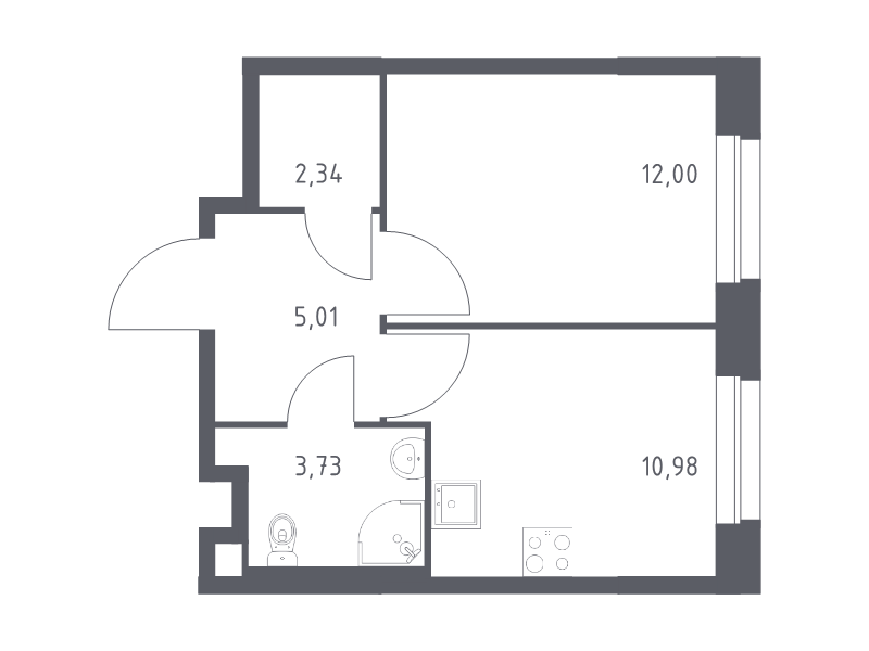 1 ккв 34,1 м²