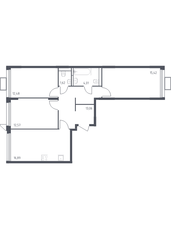 4 ккв (Евро) 76,2 м²