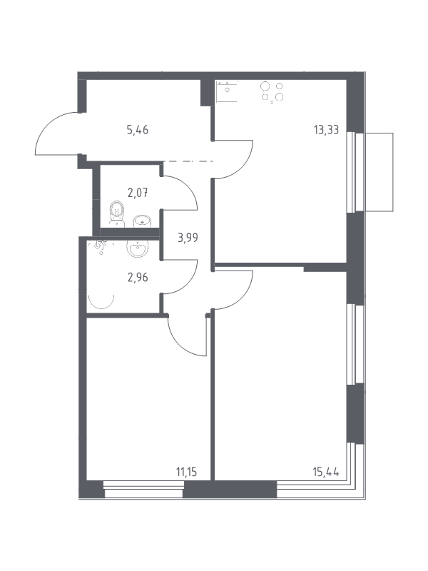 2 ккв 54,4 м²