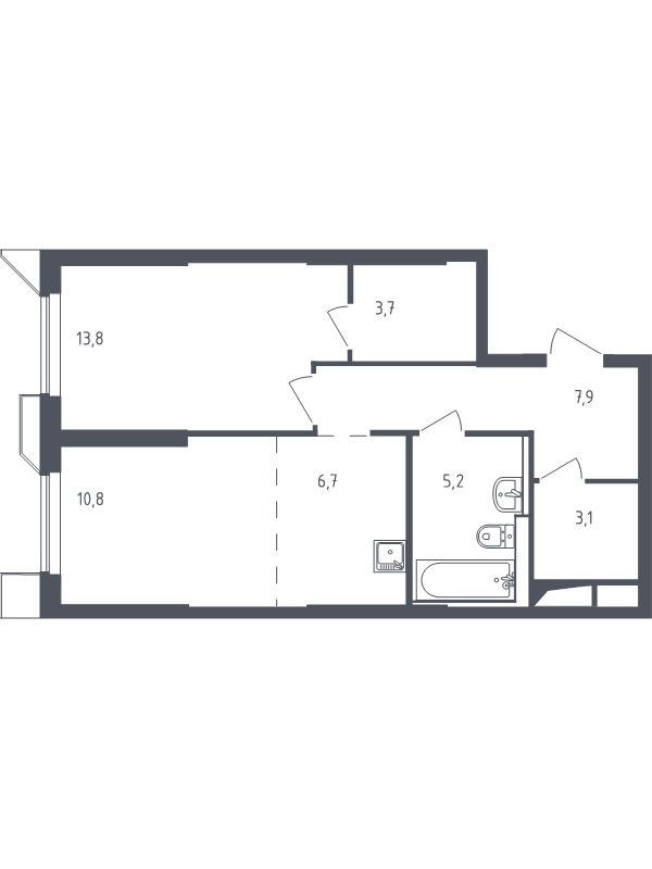 2 ккв (Евро) 51,8 м²