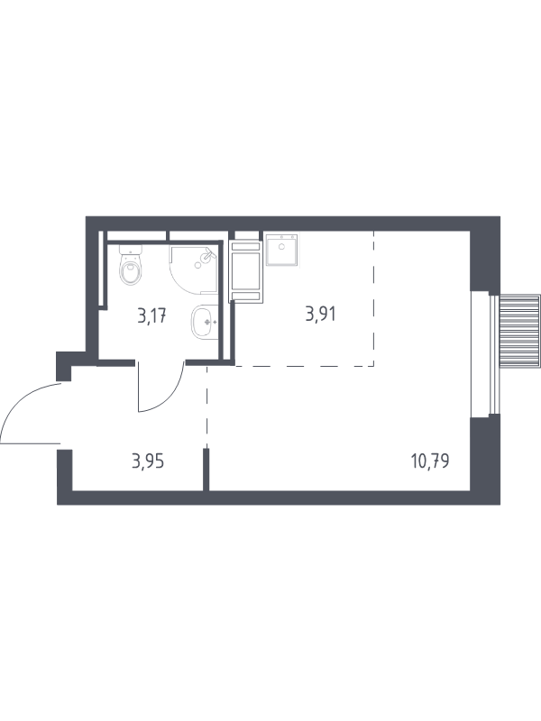 Студия 21,8 м²