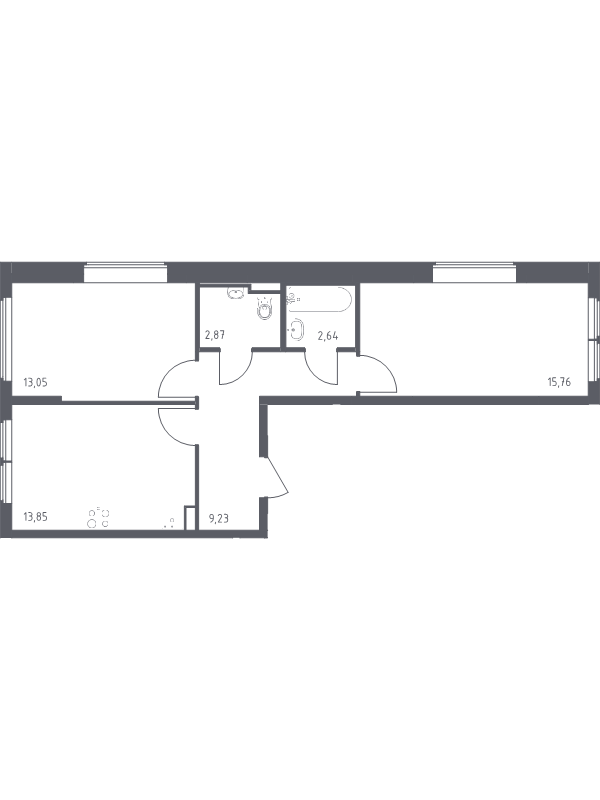 2 ккв 57,4 м²