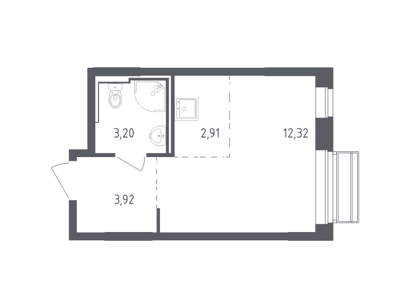 Студия 22,4 м²