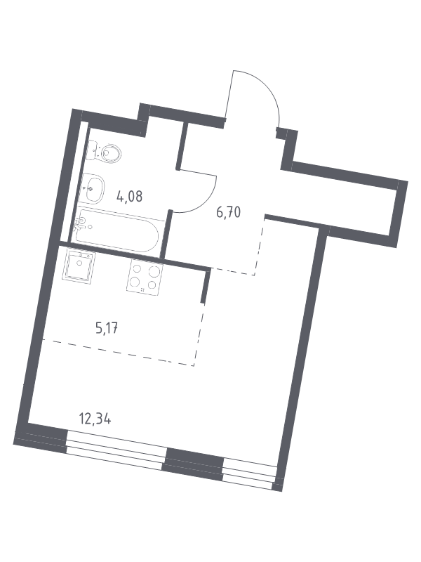 Студия 28,3 м²
