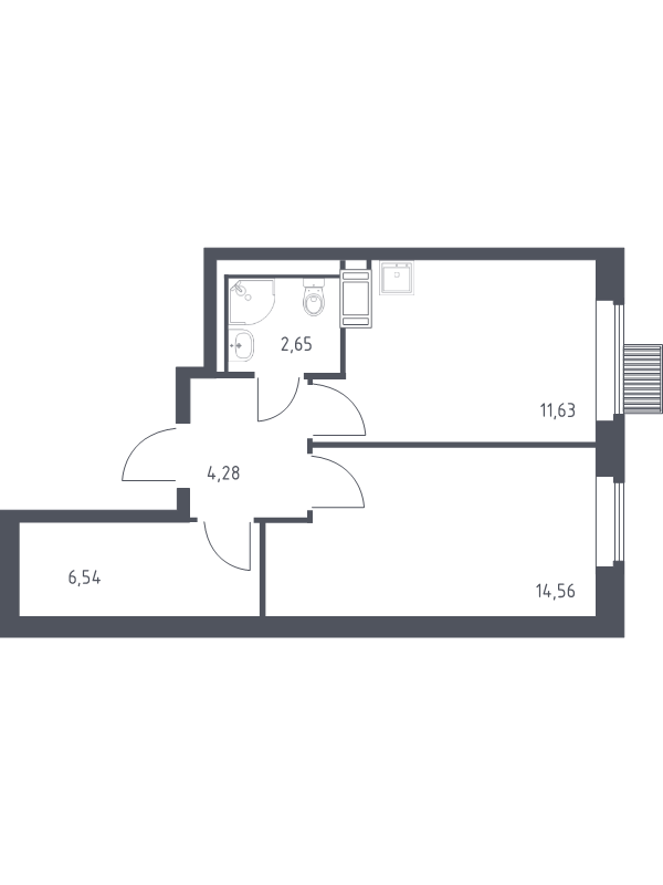 1 ккв 39,7 м²