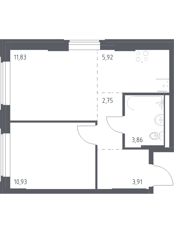 2 ккв (Евро) 39,2 м²