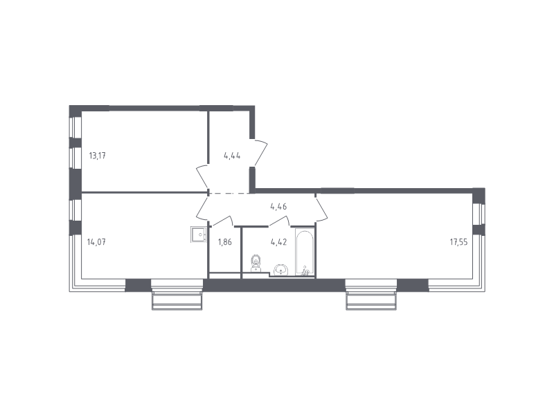 2 ккв 60 м²