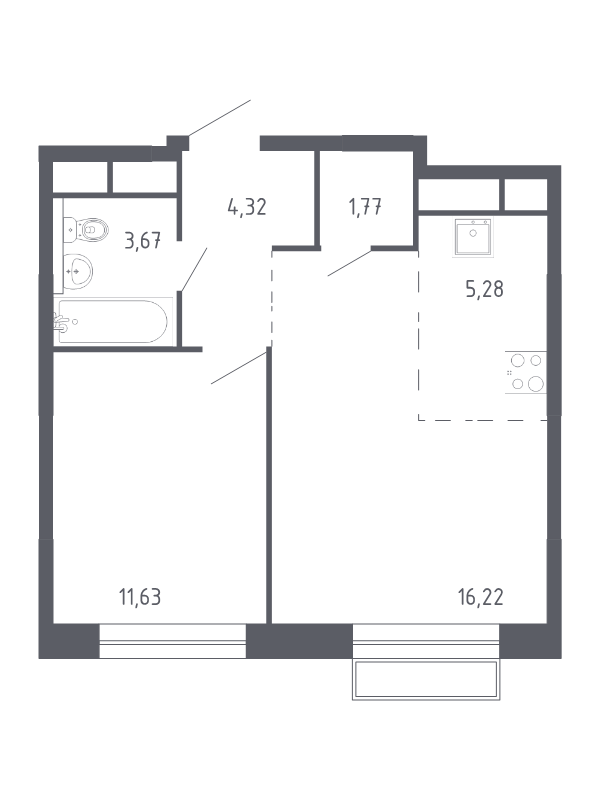 2 ккв (Евро) 42,2 м²
