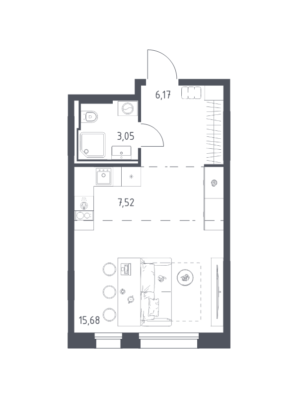 Студия 32,4 м²