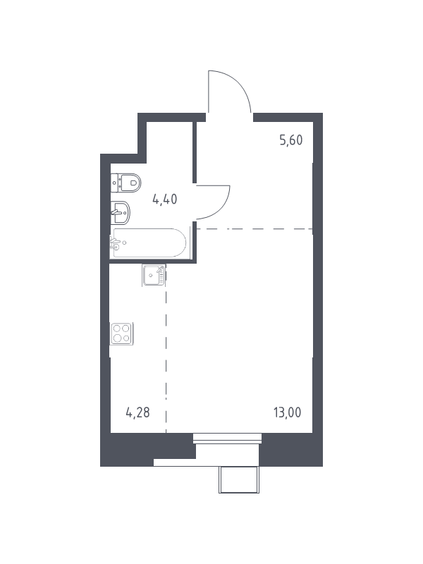 Студия 27,4 м²