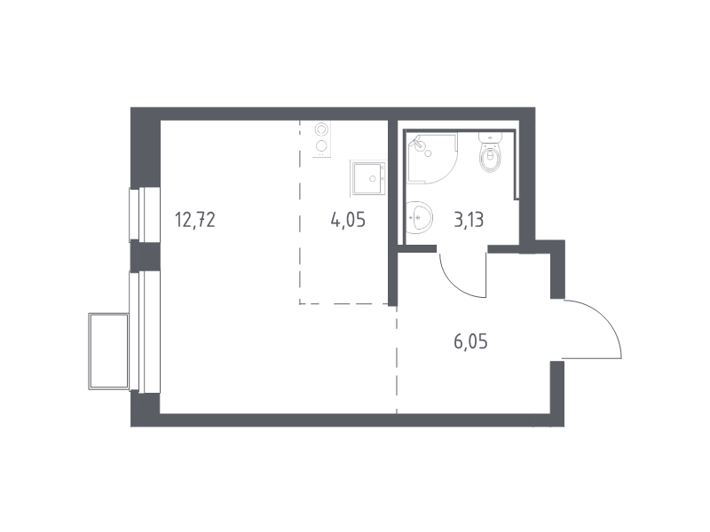 Студия 26,1 м²