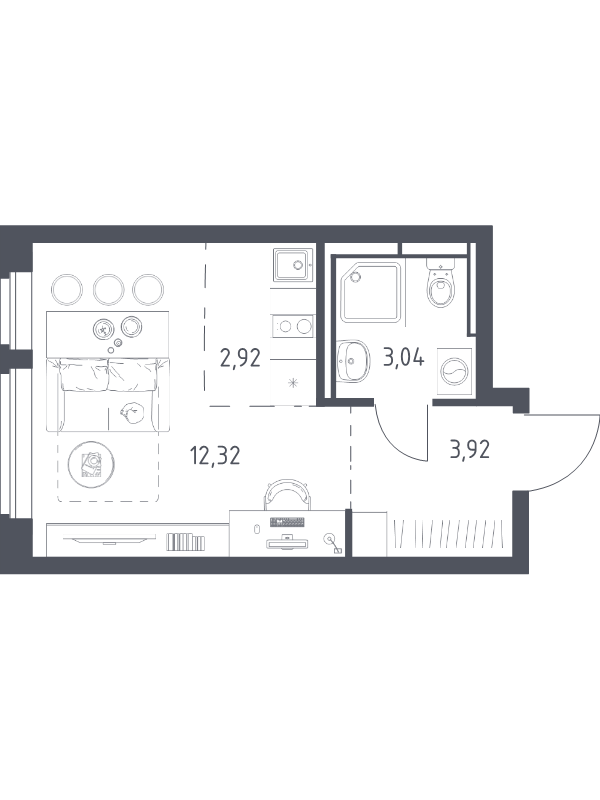 Студия 22,2 м²