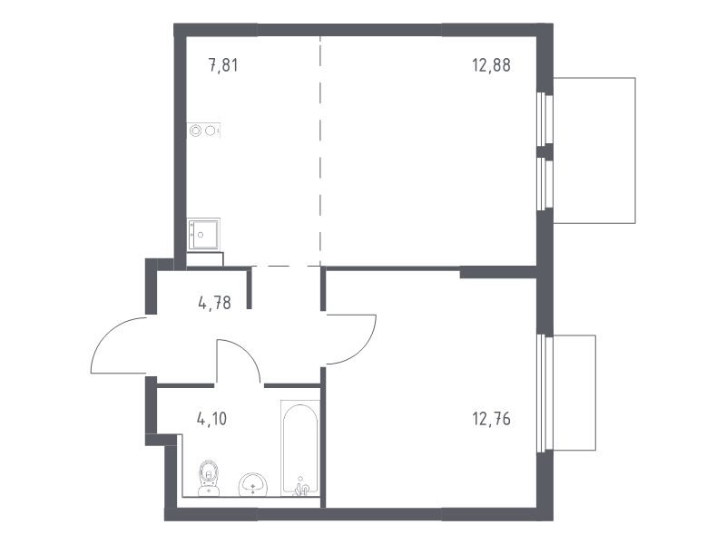 2 ккв (Евро) 42,3 м²