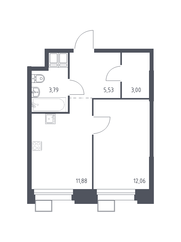 1 ккв 36,5 м²