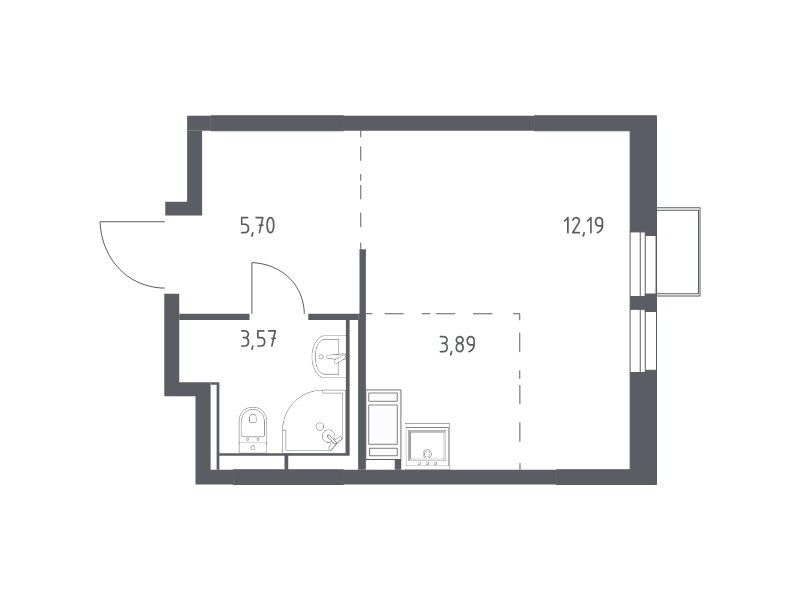 Студия 25,4 м²