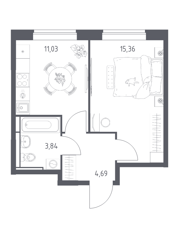 1 ккв 34,9 м²