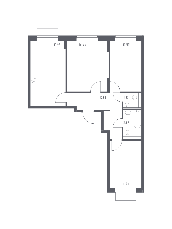 4 ккв (Евро) 75,3 м²