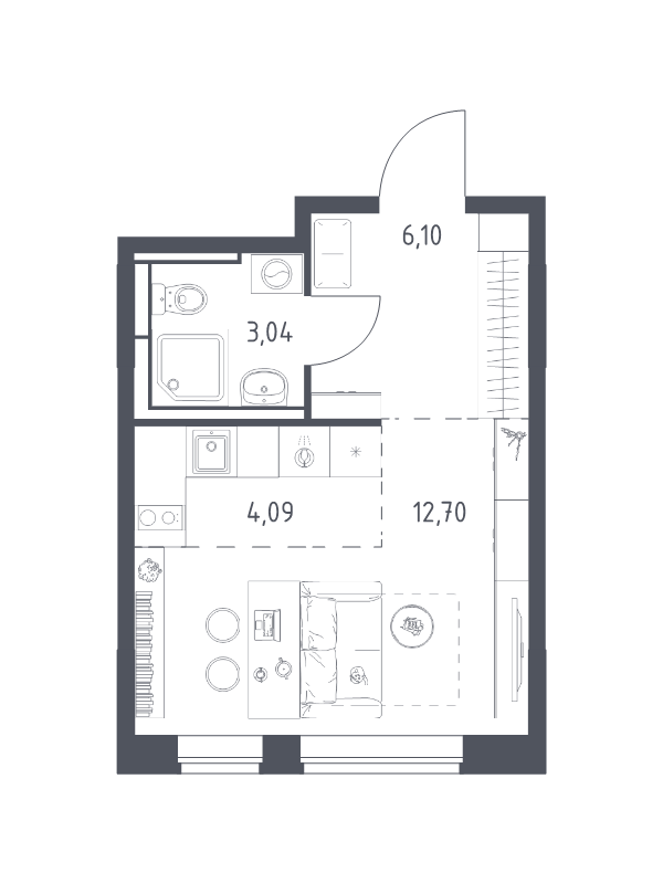 Студия 25,9 м²