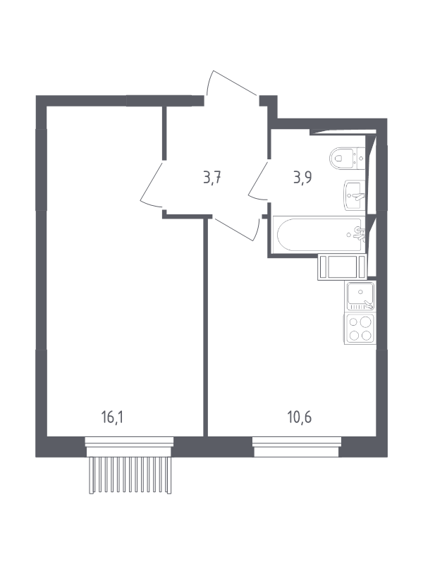 1 ккв 33,8 м²