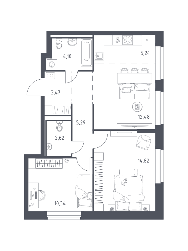 2 ккв 58,4 м²