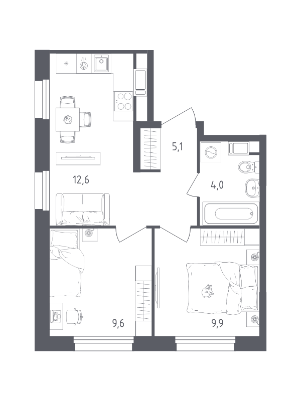 2 ккв 41,2 м²