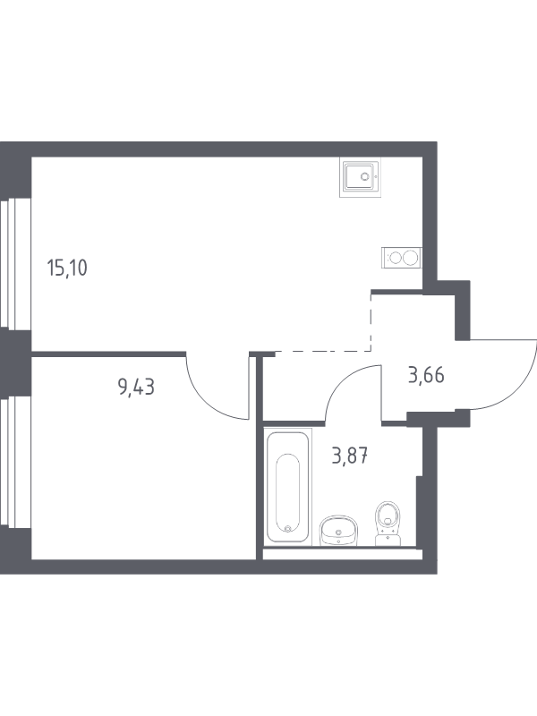 2 ккв (Евро) 32 м²