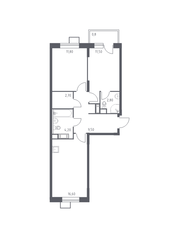 3 ккв (Евро) 59,9 м²
