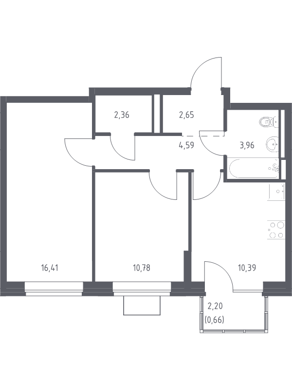 2 ккв 51,8 м²