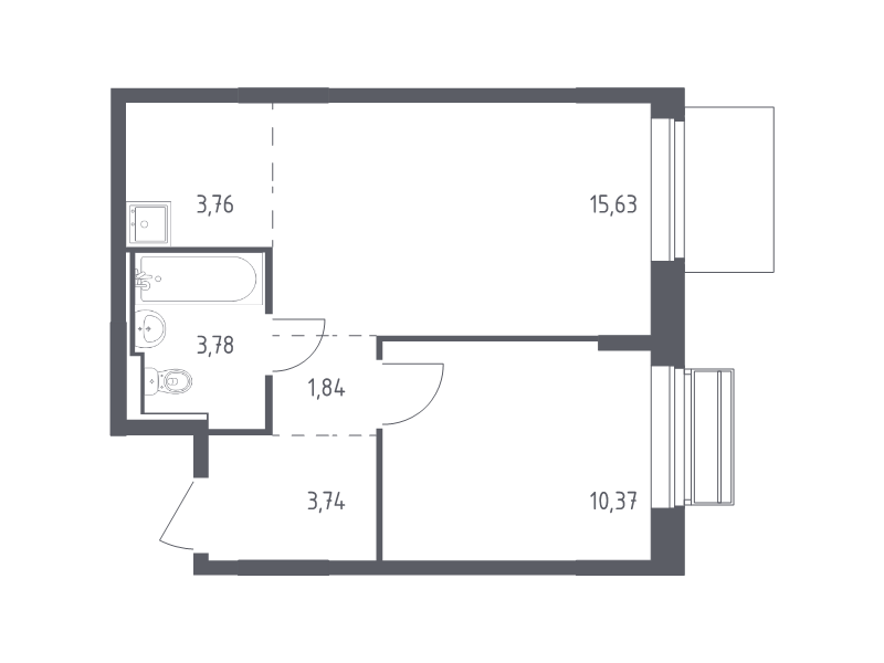 2 ккв (Евро) 39,1 м²