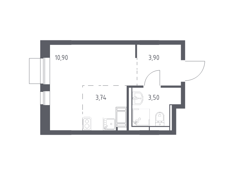 Студия 22 м²