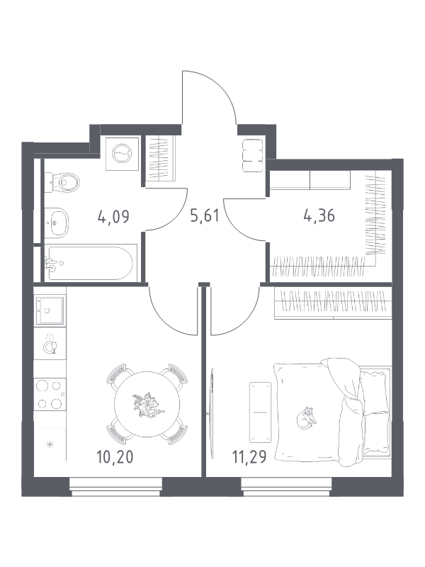 1 ккв 35,6 м²