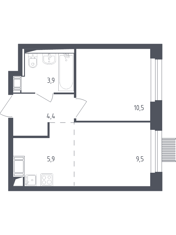 2 ккв (Евро) 34,7 м²