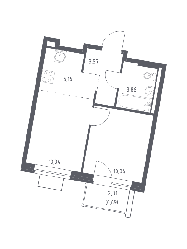 2 ккв (Евро) 33,4 м²