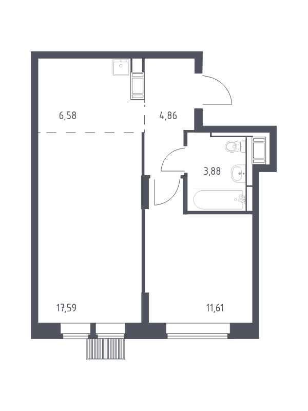 2 ккв (Евро) 44,5 м²