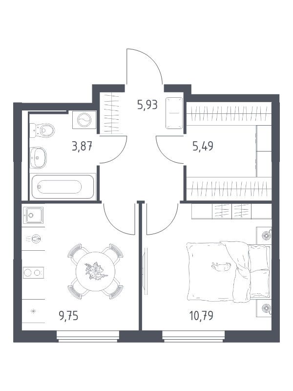 1 ккв 35,8 м²