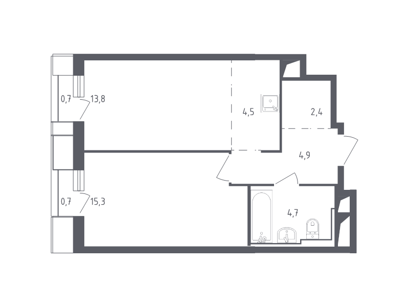 2 ккв (Евро) 47 м²