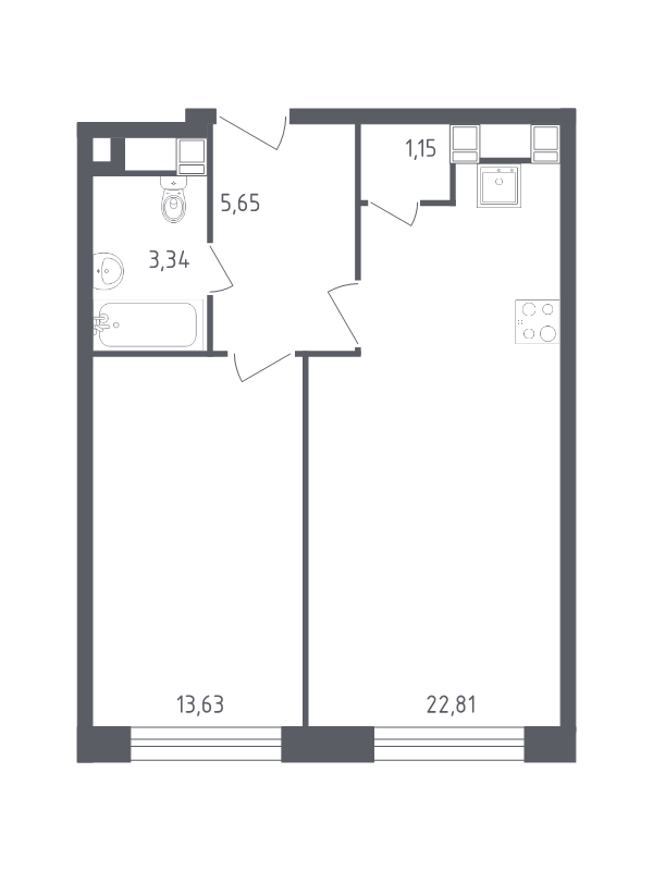 2 ккв (Евро) 46,6 м²