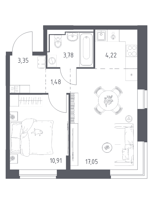 2 ккв (Евро) 40,8 м²