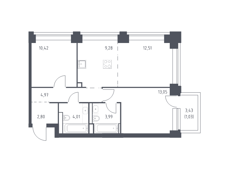 3 ккв (Евро) 62,1 м²