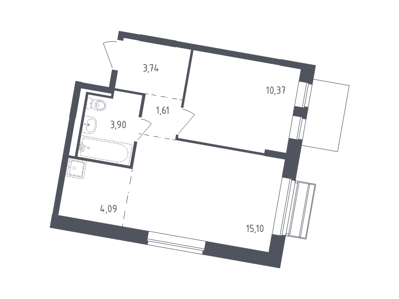 2 ккв (Евро) 38,5 м²