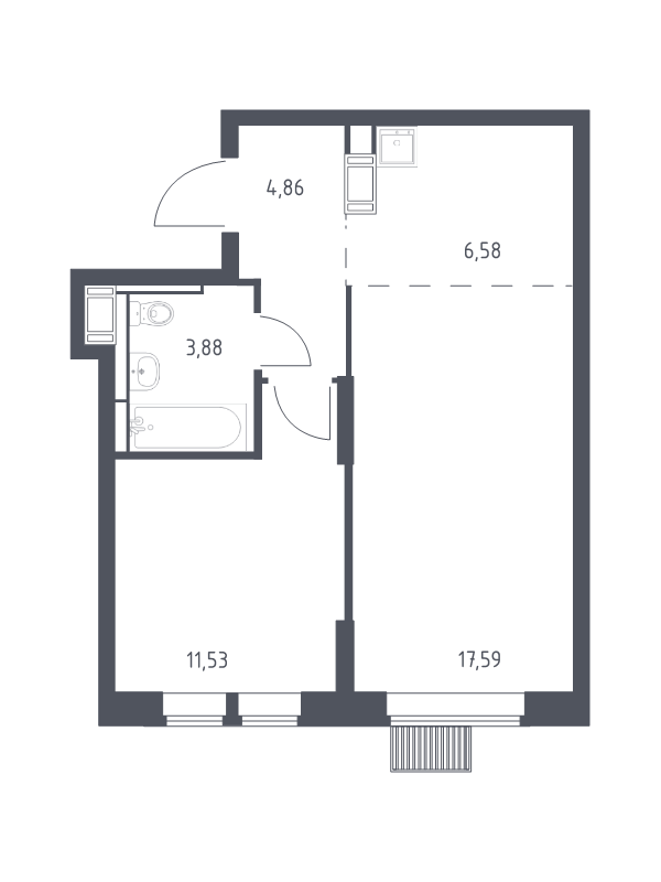 2 ккв (Евро) 44,4 м²