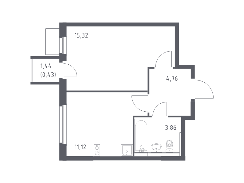 1 ккв 35,5 м²