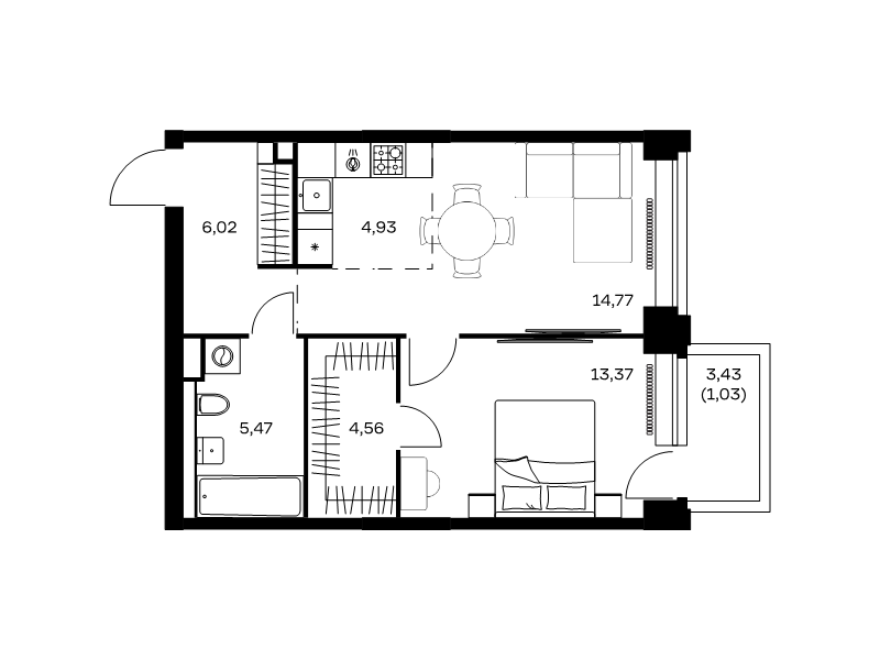 2 ккв (Евро) 50,2 м²
