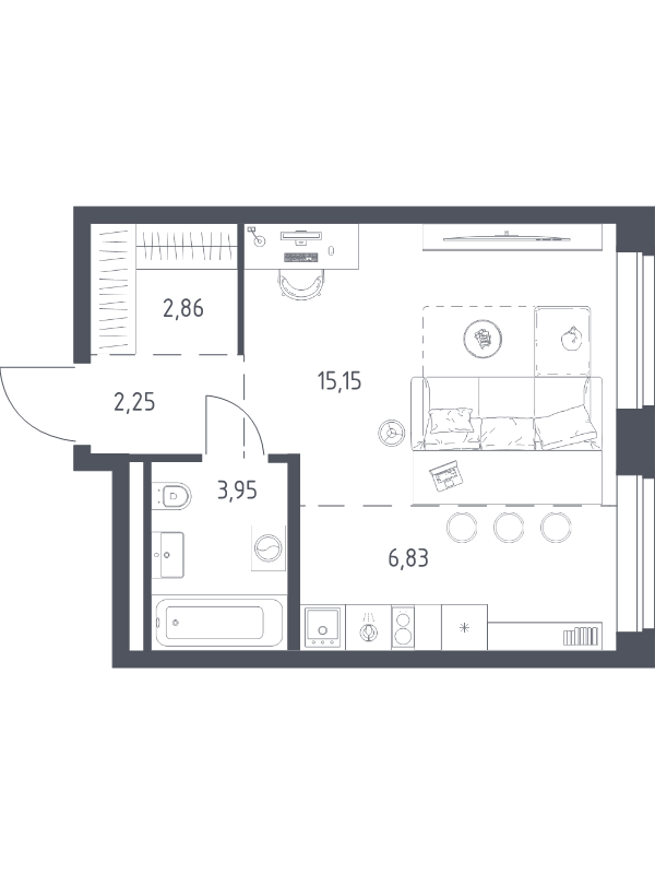 Студия 31 м²
