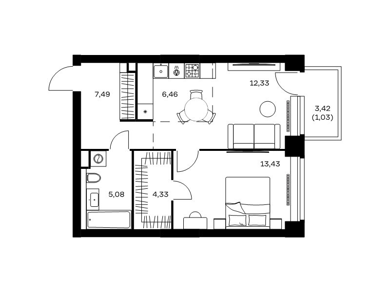 2 ккв (Евро) 50,2 м²