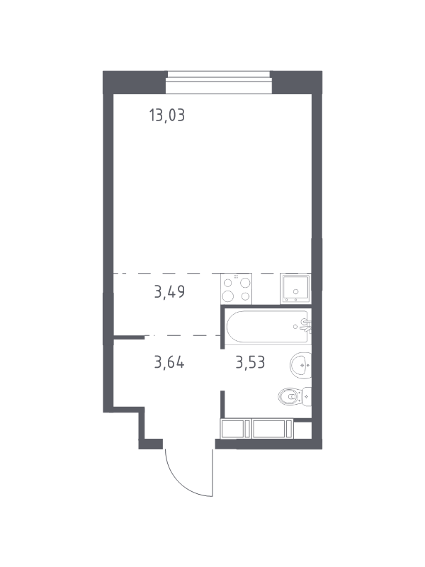 Студия 24 м²