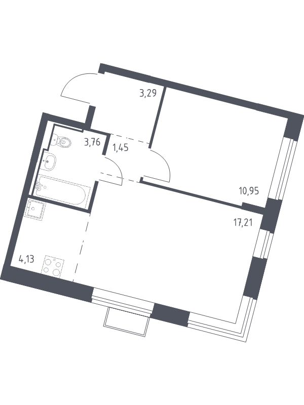 2 ккв (Евро) 40,8 м²